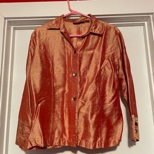 Bohemian Metallic Orange Button down